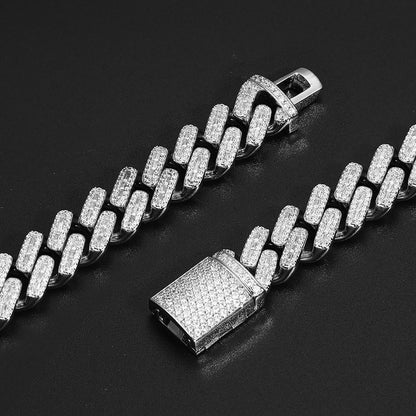 White Gold Iced Out Prong Cuban Link Chain Necklace Tripodjewelry