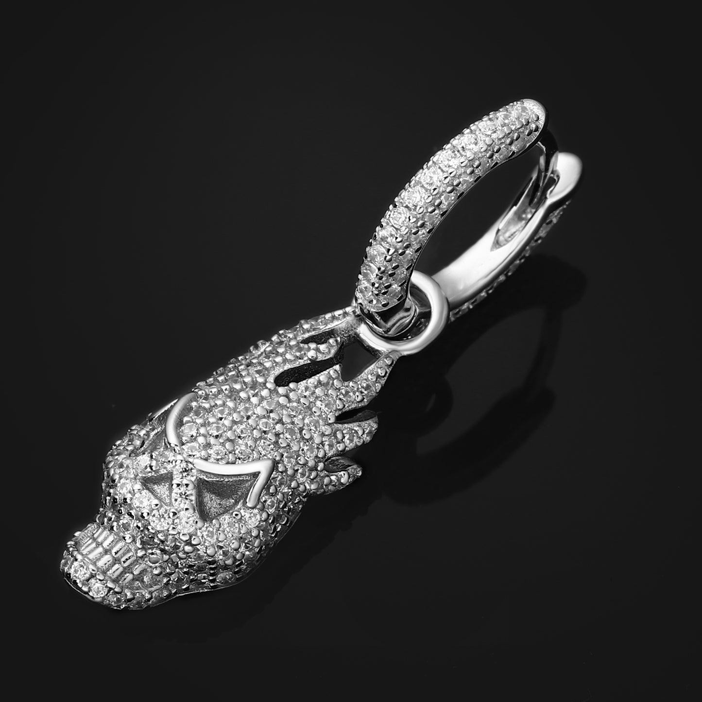 White Gold Iced Out Devil Earrings