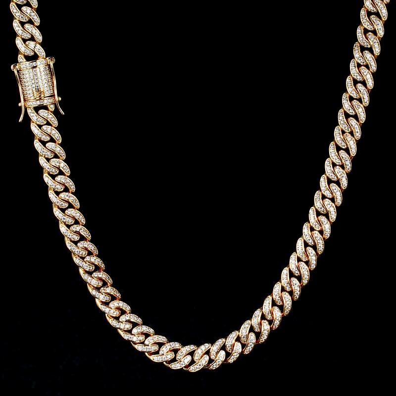 8MM 14K Gold Plated Iced Out Micro Cuban Link Bracelet