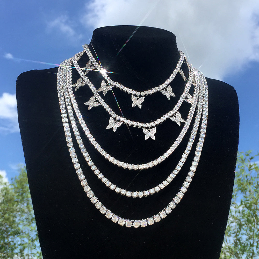 4mm Tennis Chain Butterfly Choker Necklace