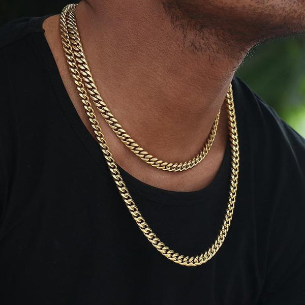 6MM 14K Gold Plated Miami Cuban Link Chain And Bracelet Set