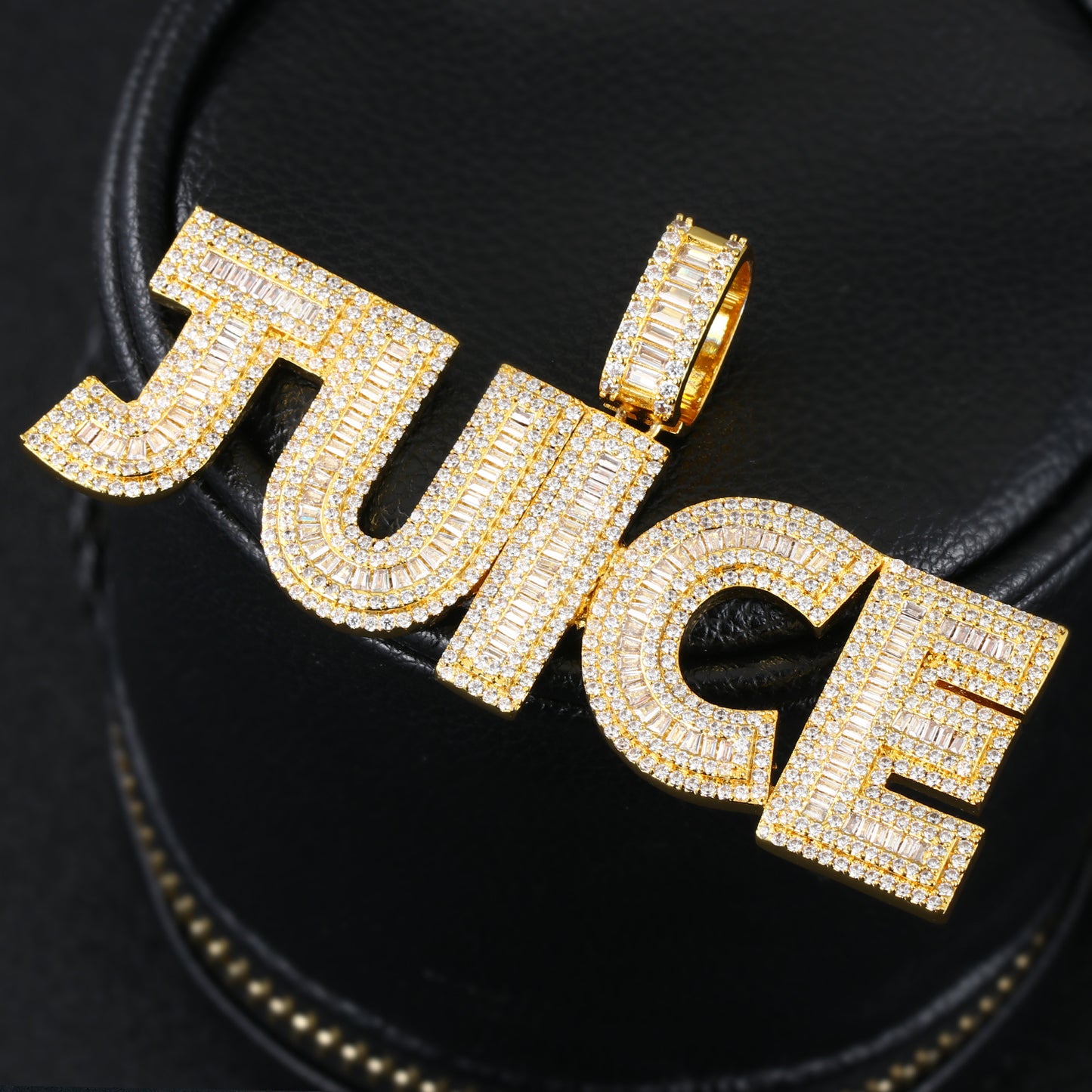 14K/White/Rose Gold Diamond English Letter Juice Pendant