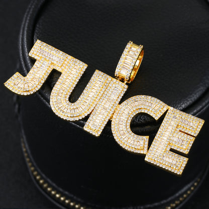 14K/White/Rose Gold Diamond English Letter Juice Pendant