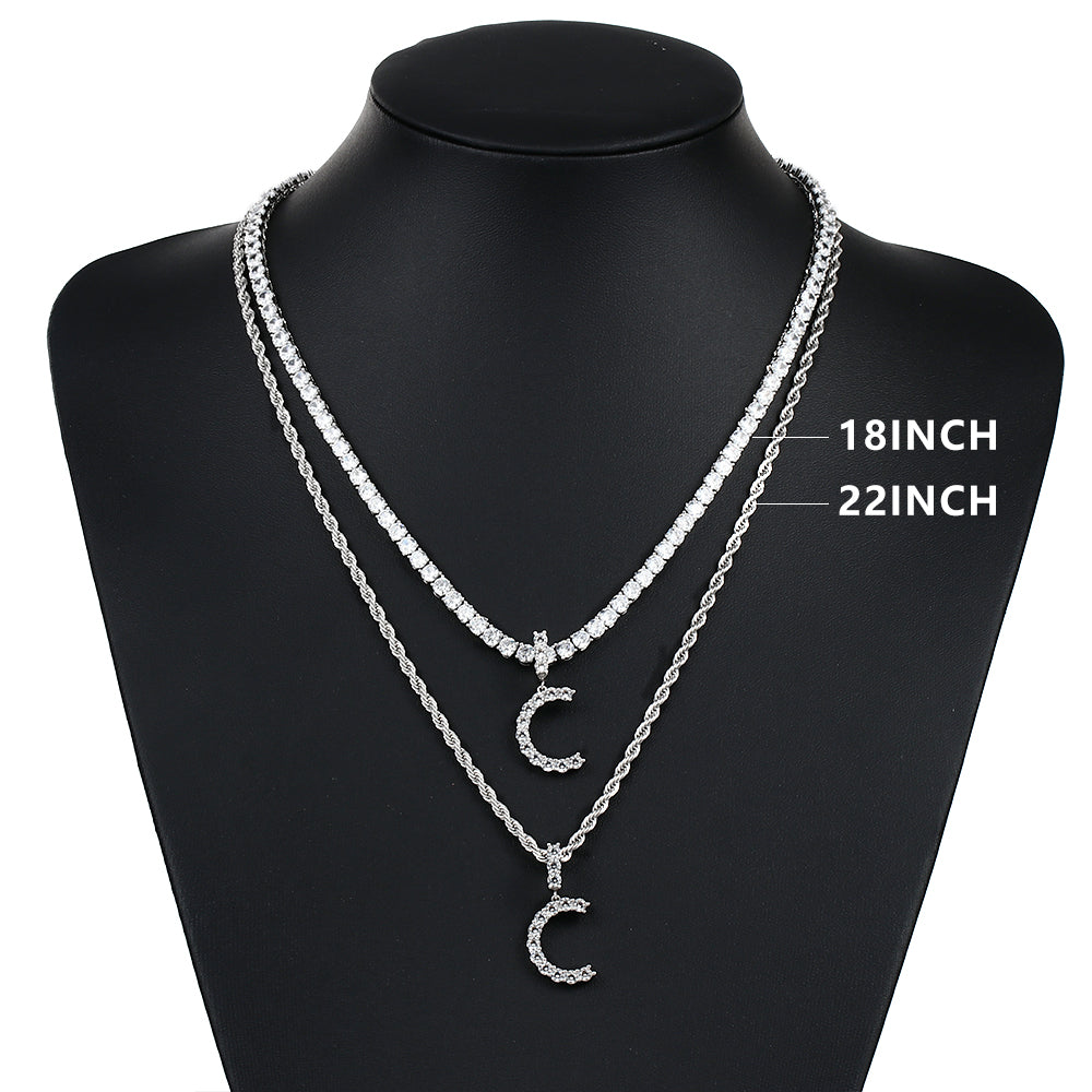 White Gold Personalized  Letter Pendant