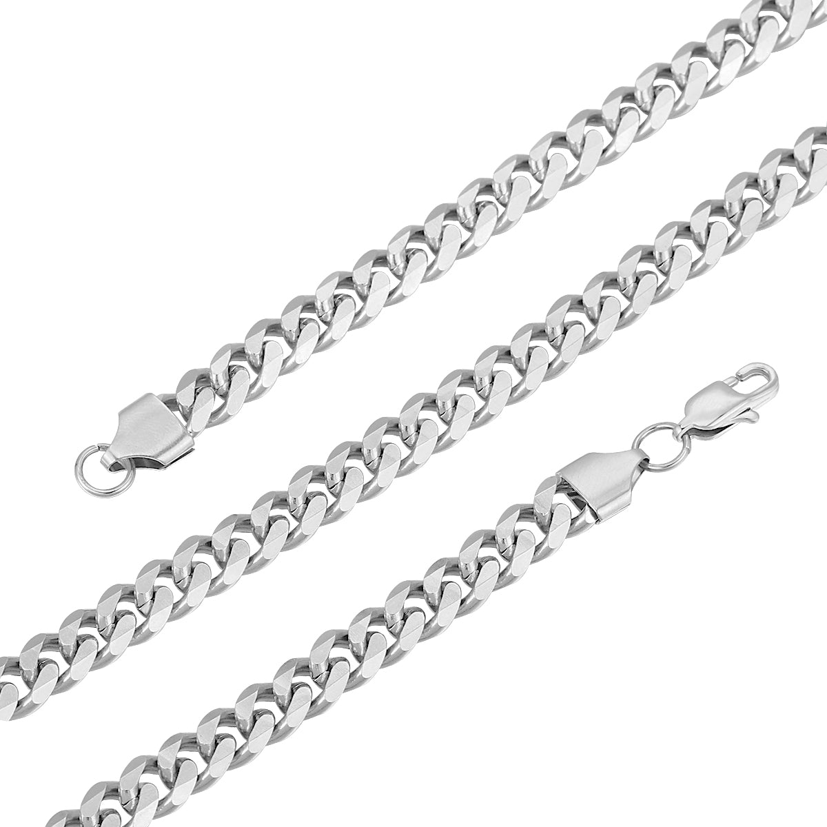 4MM White Gold Miami Micro Cuban Link Chain Necklace