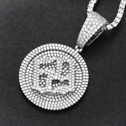 Iced Out 69 Gold Plated 6IX9INE 3D Giant Disc Bling-Bling Pendant
