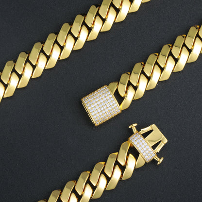 15MM 18K Mens  Gold Plated Miami Cuban Link Bracelet