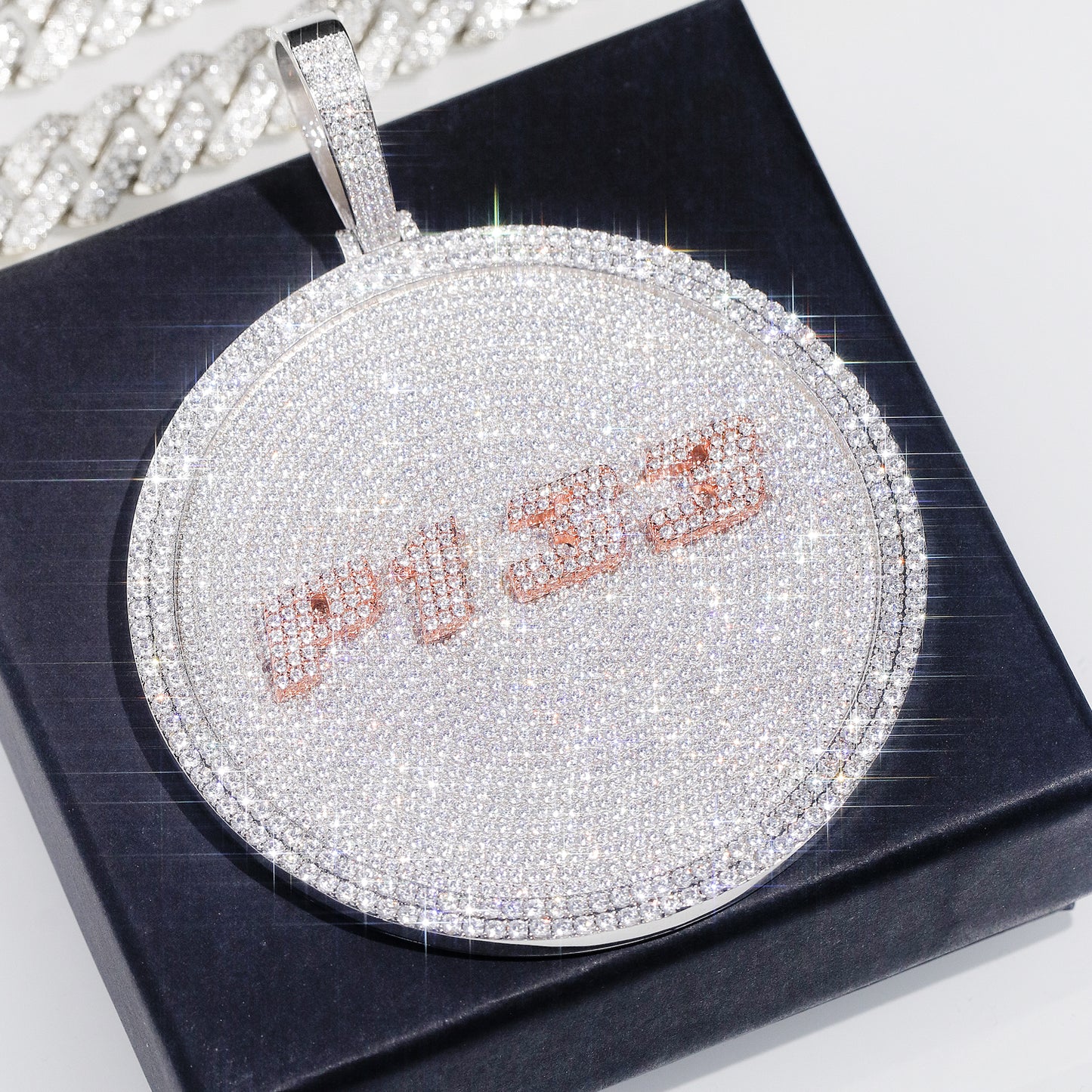 Gold Disc Pendant Set With Diamonds - Letters & Numbers Customized
