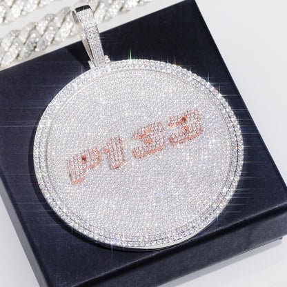 Gold Disc Pendant Set With Diamonds - Letters & Numbers Customized