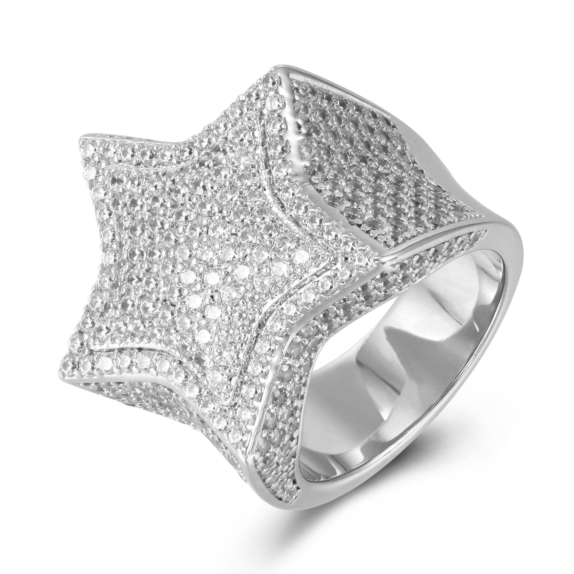 Iced Out Star Pinky Ring-18K Gold,Rose Gold or White Gold Plated Bling Bling Jewelry Tripodjewelry