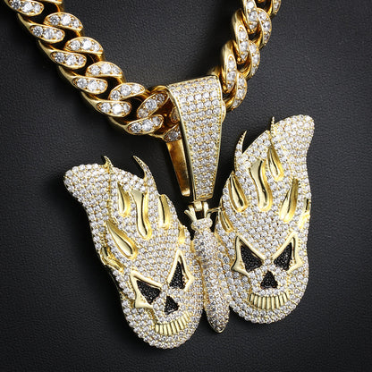14k Gold Iced Evil Butterfly Pendant Tripodjewelry