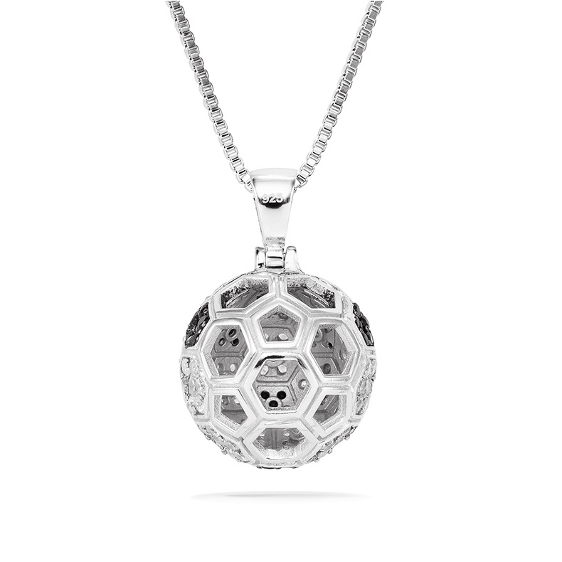 White Gold Iced Football Pendant Necklace Tripodjewelry