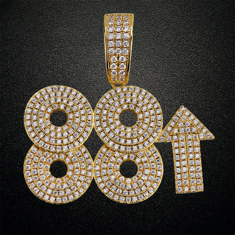 Gold Plated 88 Rising Ice Out Pendant Necklace Tripodjewelry