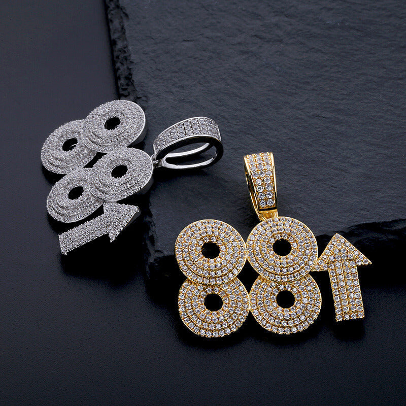 Gold Plated 88 Rising Ice Out Pendant Necklace Tripodjewelry