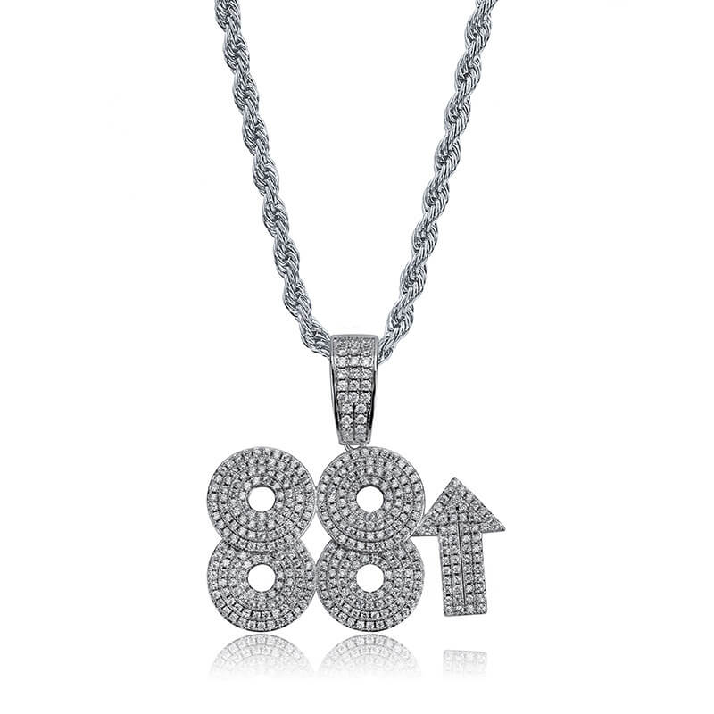 Gold Plated 88 Rising Ice Out Pendant Necklace Tripodjewelry