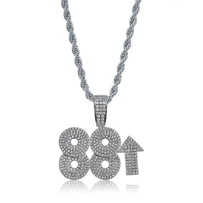 Gold Plated 88 Rising Ice Out Pendant Necklace Tripodjewelry