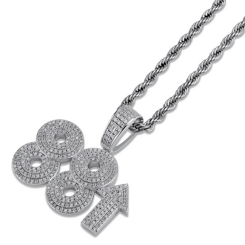 Gold Plated 88 Rising Ice Out Pendant Necklace Tripodjewelry