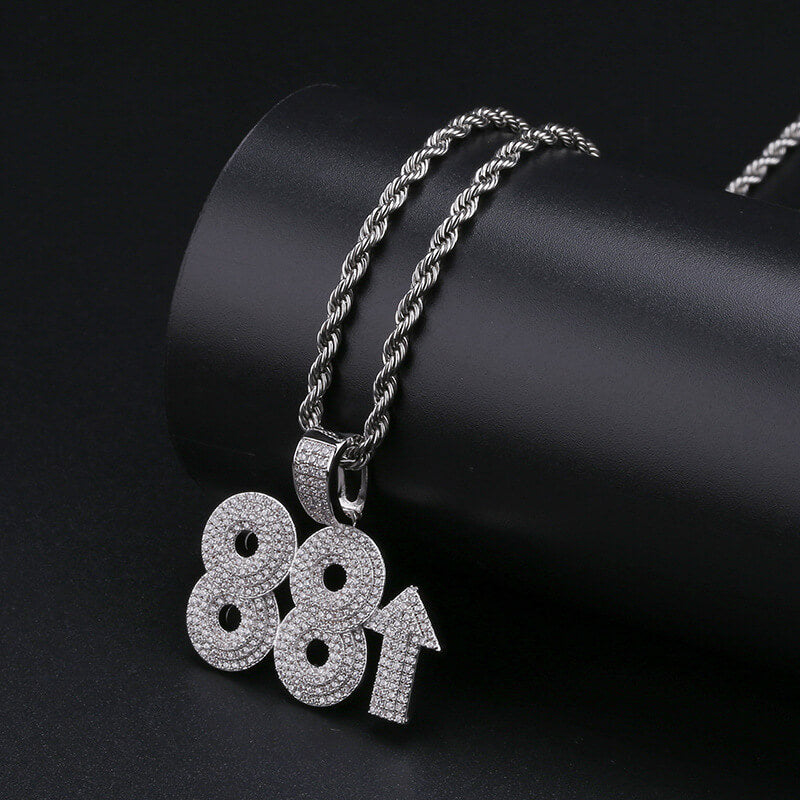 Gold Plated 88 Rising Ice Out Pendant Necklace Tripodjewelry