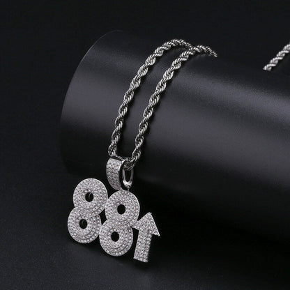 Gold Plated 88 Rising Ice Out Pendant Necklace Tripodjewelry