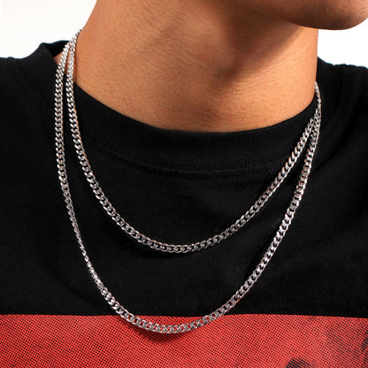 4MM White Gold Miami Micro Cuban Link Chain Necklace