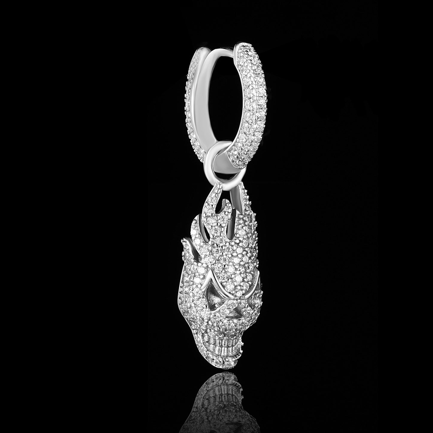 White Gold Iced Out Devil Earrings
