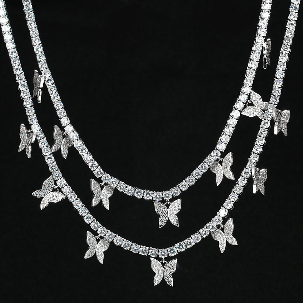 4mm Tennis Chain Butterfly Choker Necklace