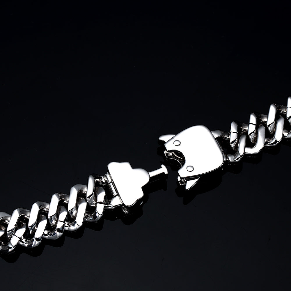 12MM White Gold Plated New button Iced Out Cuban Link Chain Tripodjewelry