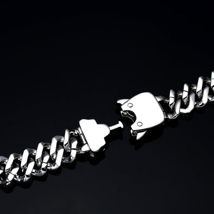 12MM White Gold Plated New button Iced Out Cuban Link Chain Tripodjewelry