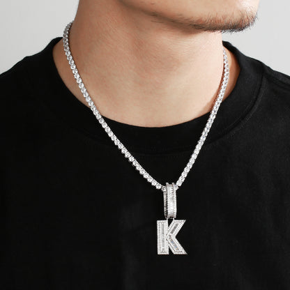 White Gold Plated Cubic Zirconia Initial Pendant | Letter Necklaces