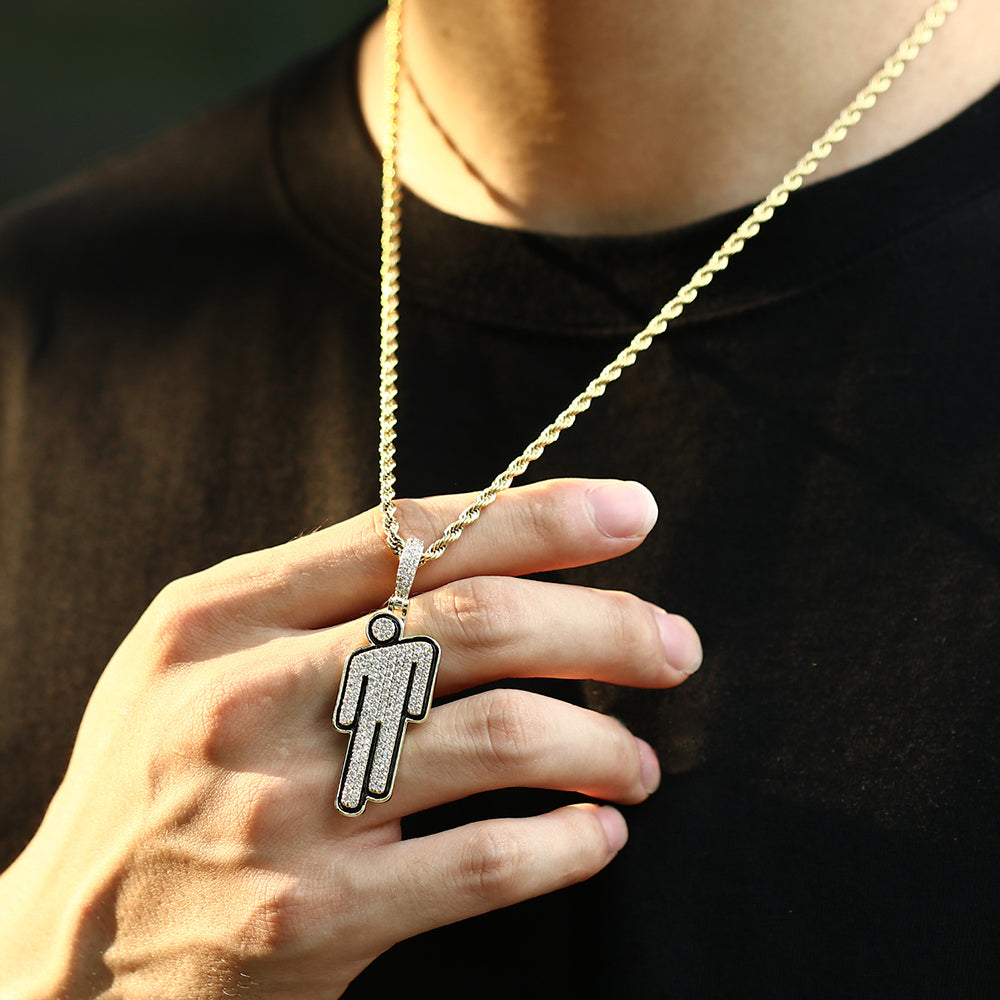 14K Gold Iced Out Villain Pendant Tripodjewelry