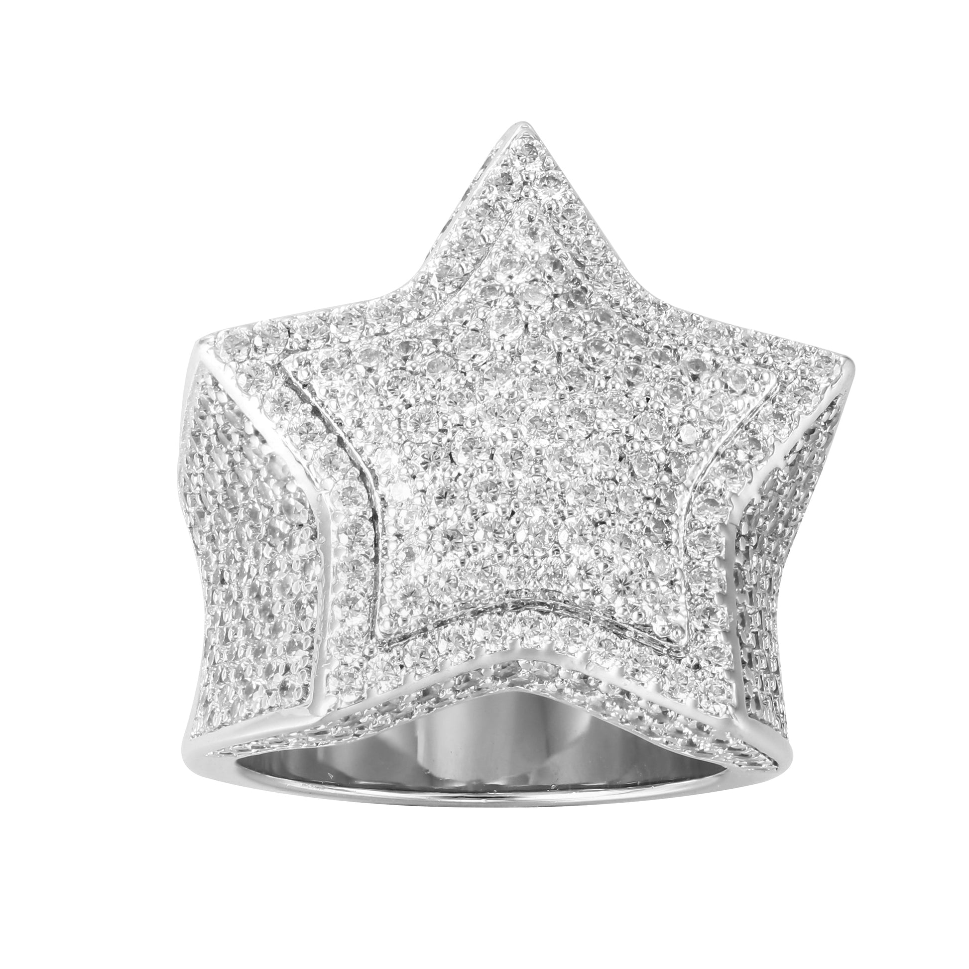 Iced Out Star Pinky Ring-18K Gold,Rose Gold or White Gold Plated Bling Bling Jewelry Tripodjewelry