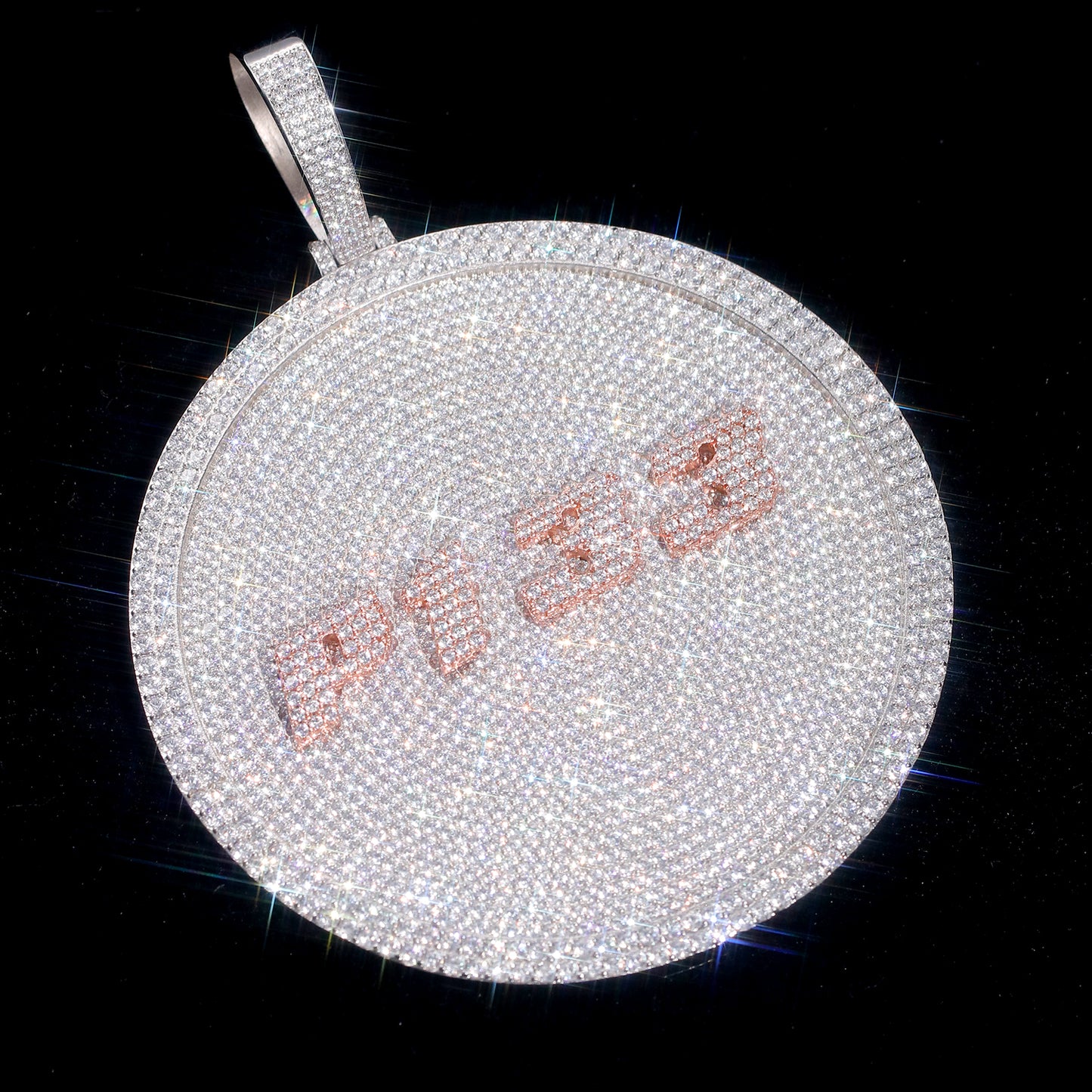 Gold Disc Pendant Set With Diamonds - Letters & Numbers Customized