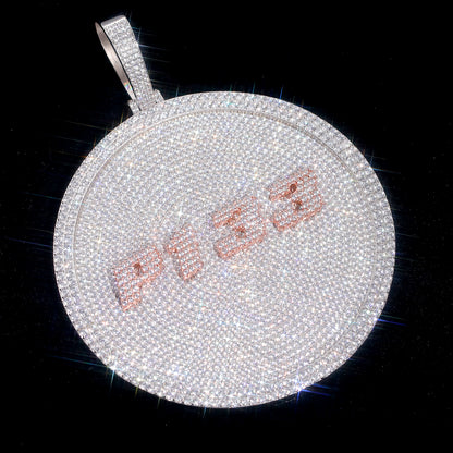 Gold Disc Pendant Set With Diamonds - Letters & Numbers Customized