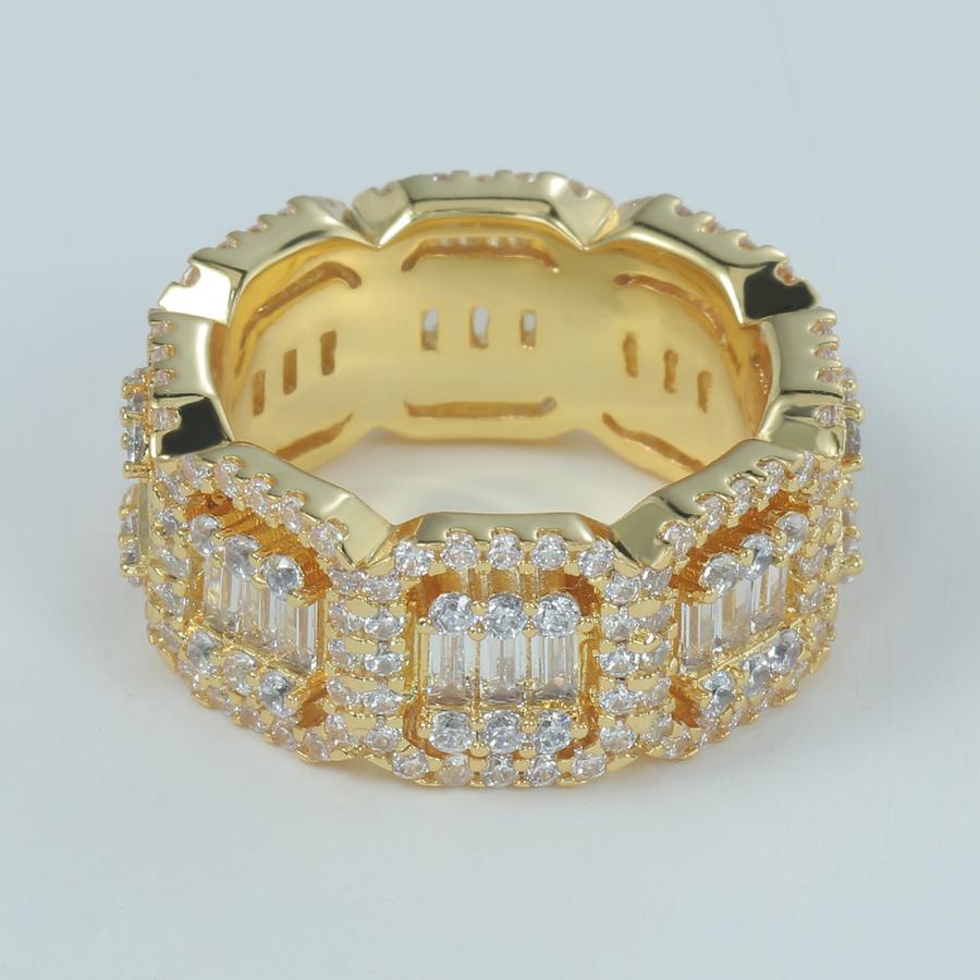 18K/White Hip Hop Cut Halo Ring Tripodjewelry