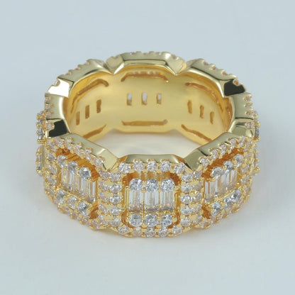 18K/White Hip Hop Cut Halo Ring Tripodjewelry