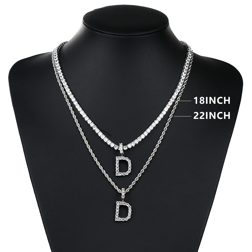 White Gold Personalized  Letter Pendant