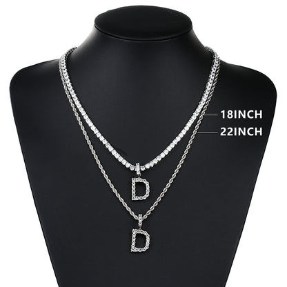 White Gold Personalized  Letter Pendant