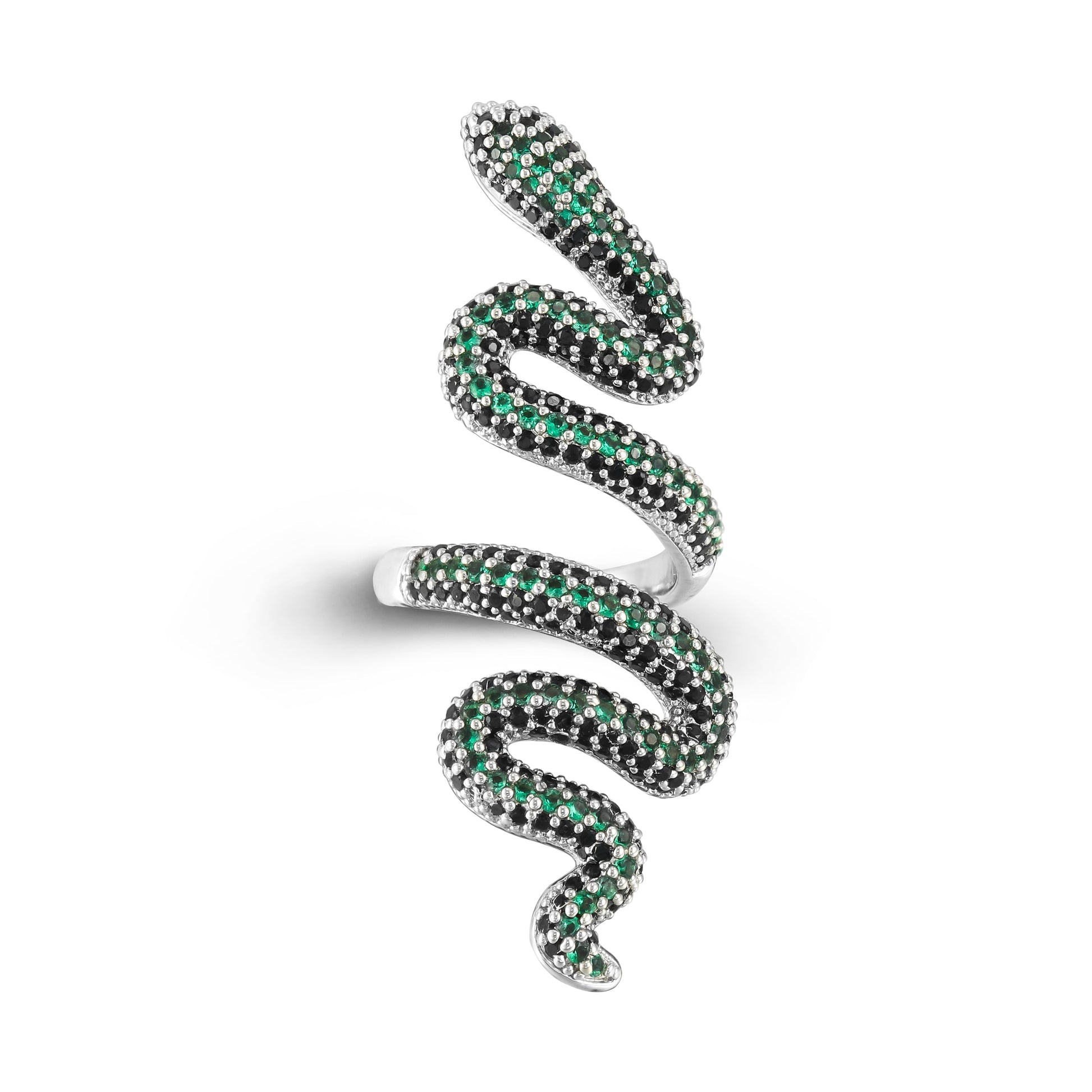 18K/White Gold Iced Snake Ring Tripodjewelry