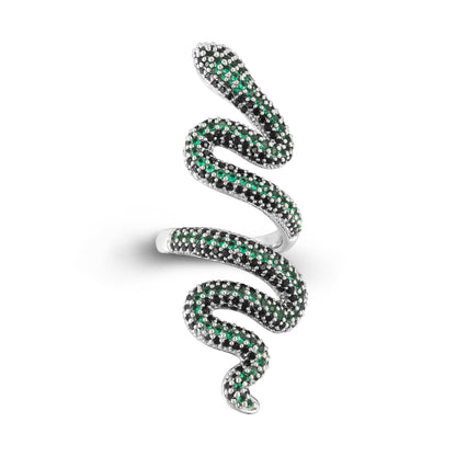 18K/White Gold Iced Snake Ring Tripodjewelry