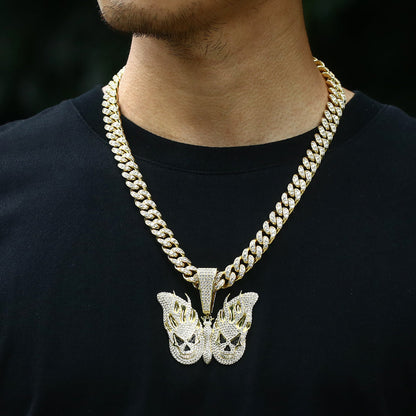 14k Gold Iced Evil Butterfly Pendant Tripodjewelry