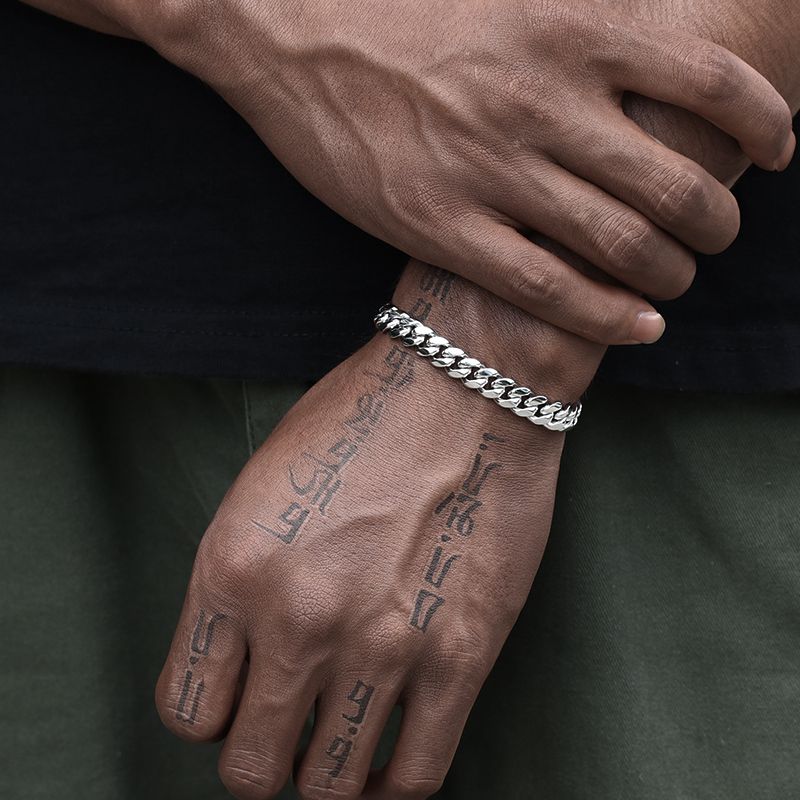 8MM White Gold Plated Miami Cuban Link Bracelet