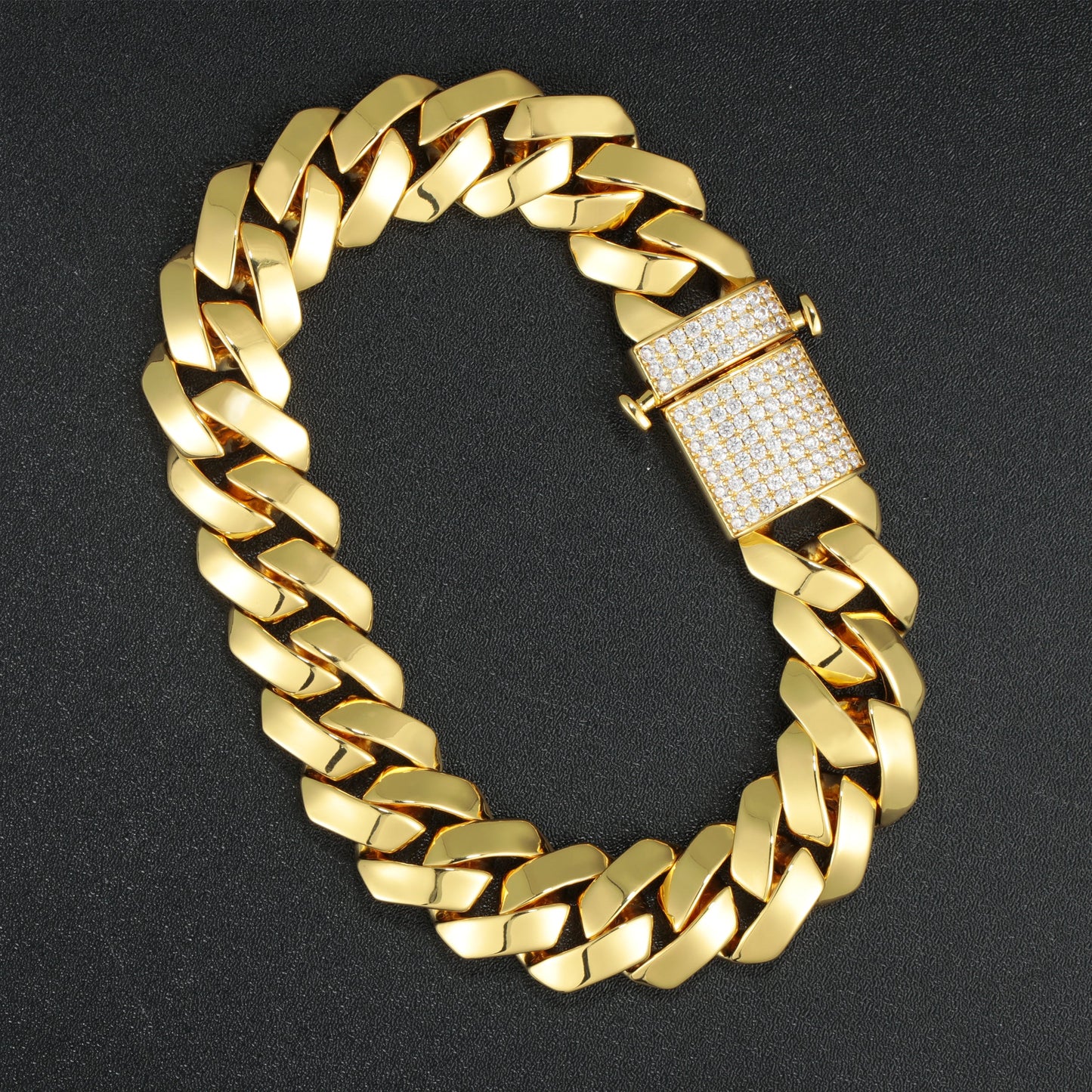 15MM 18K Mens  Gold Plated Miami Cuban Link Bracelet