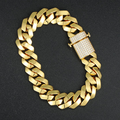 15MM 18K Mens  Gold Plated Miami Cuban Link Bracelet