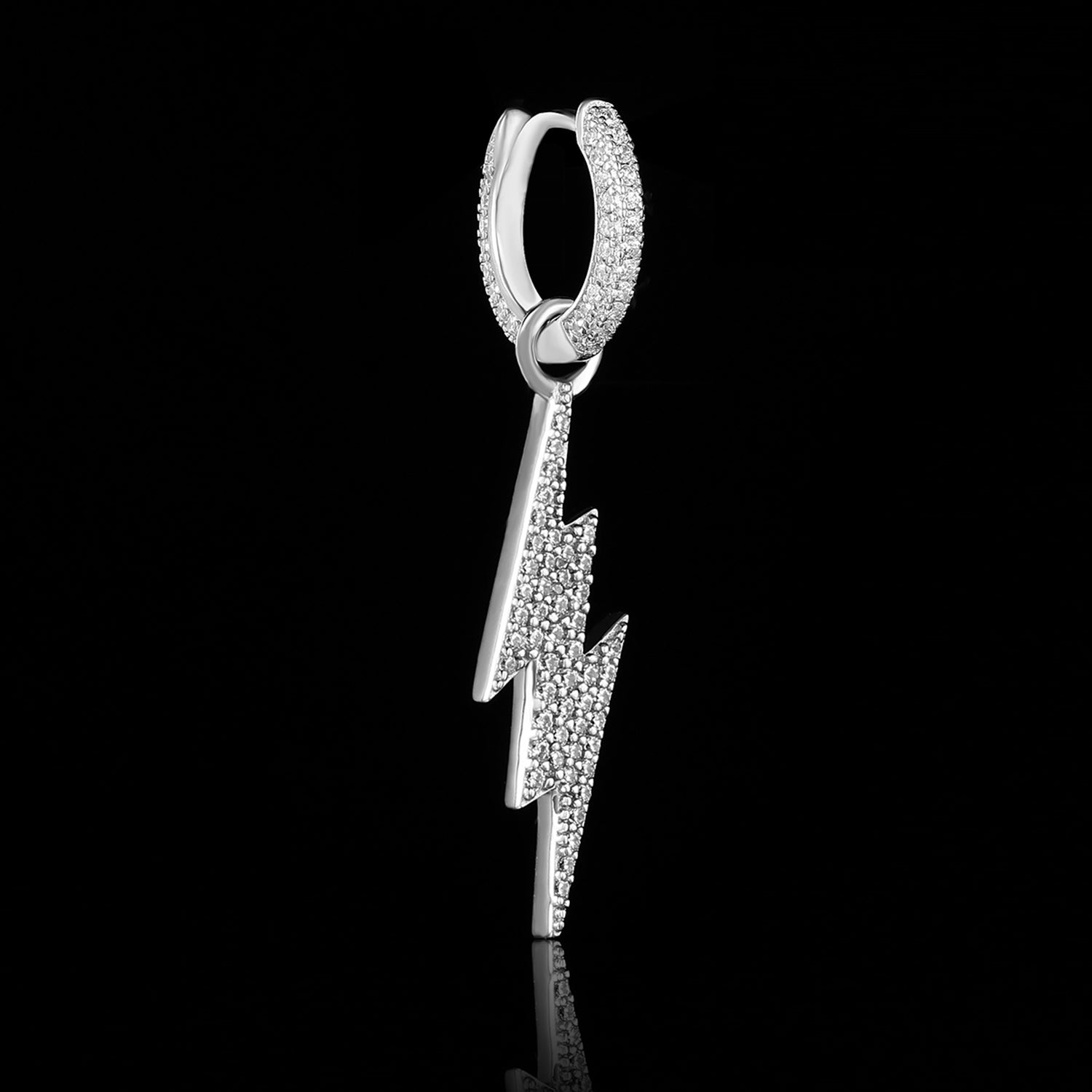 White Gold Iced Out Lightning Earrings Tripodjewelry