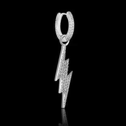 White Gold Iced Out Lightning Earrings Tripodjewelry