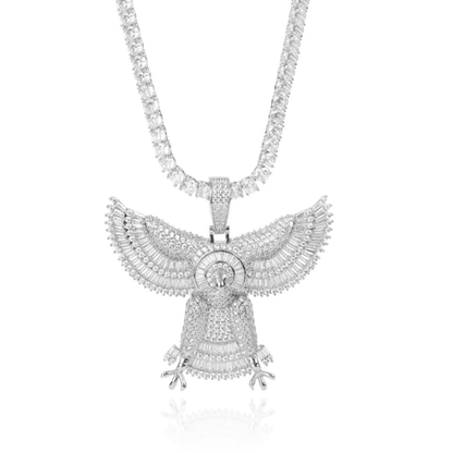 18k/White Gold Iced Out Winged Eagle Pendant Necklace For Men Tripodjewelry