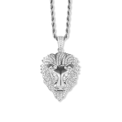 White Gold Iced Out Lion Pendant Hip Hop Jewelry Tripodjewelry