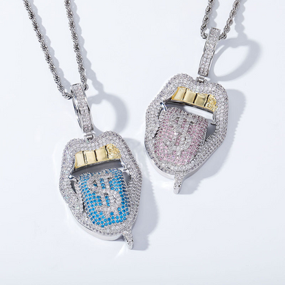 Big Mouth Tongue Dollar Hip Hop Pendant