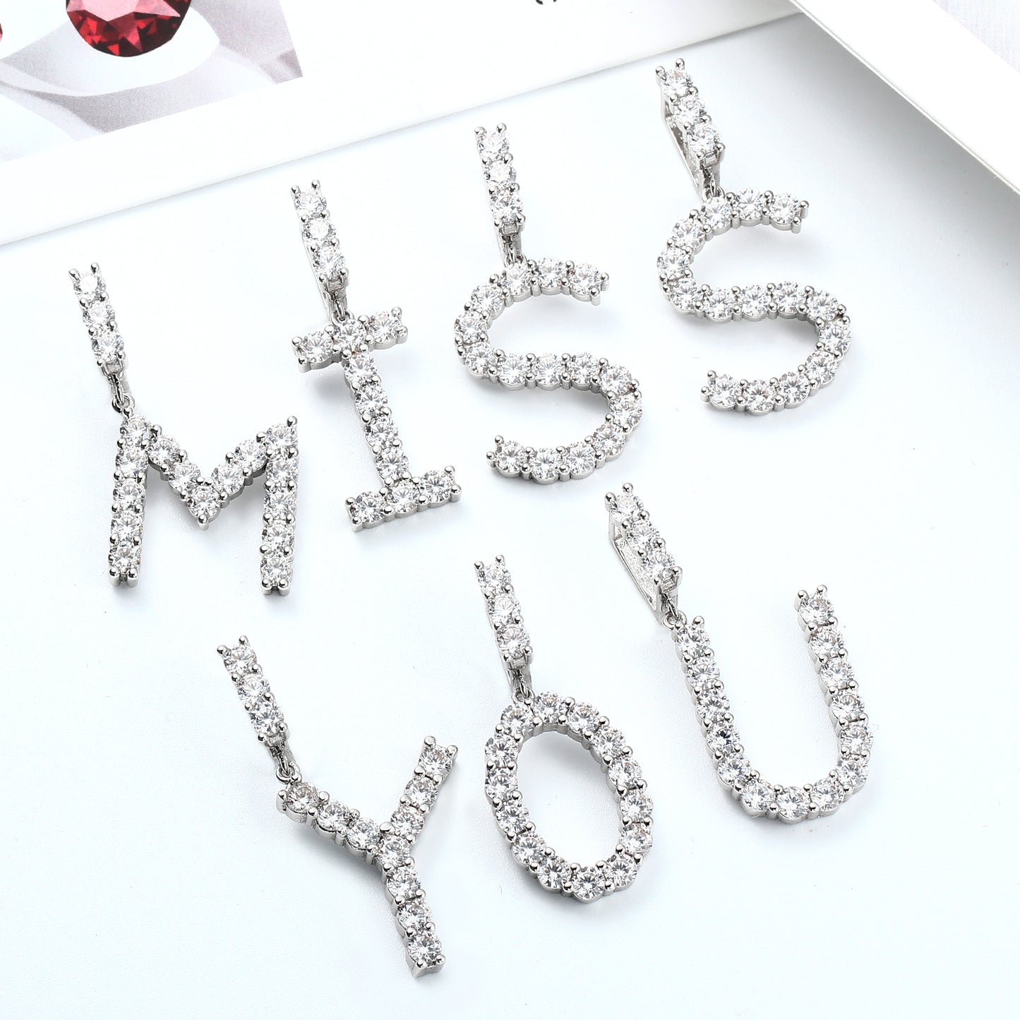 White Gold Personalized  Letter Pendant