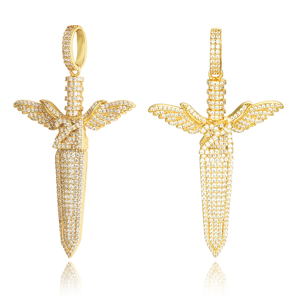 18k Gold Angel Sword Pendant